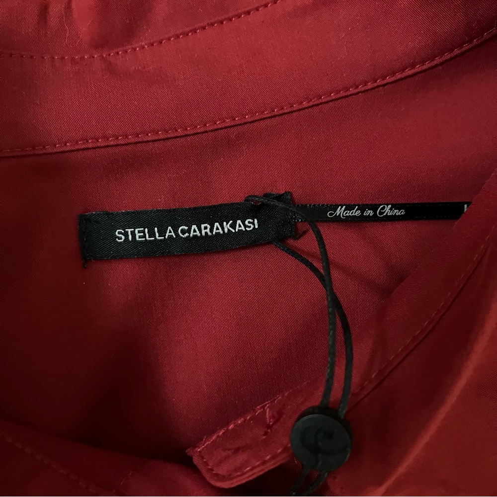 NWT Stella Carakasi Wear Anywhere Shirt Top Button Up Oversized Red Fiesta L/XL - Picture 8 of 12